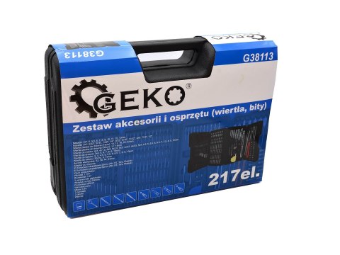 Zestaw akcesorii i osprzętu (wiertła, bity) 217el. (3) Geko