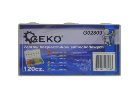 Zestaw bezpieczników samochodowych 120szt. Geko