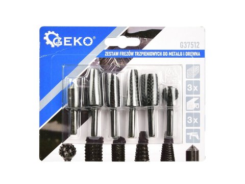 Zestaw frezów trzpieniowych do metalu i drewna 6mm 6el. (60) Geko