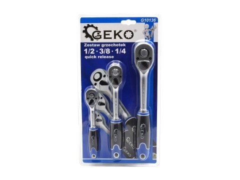 Zestaw grzechotek 1/2 3/8 1/4 quick release Geko
