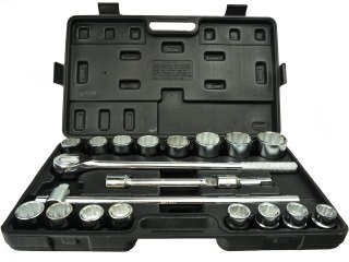Zestaw kluczy nasad.21el.3/4" 12-kąt.19-50mm/czarna walizka/(2) Geko