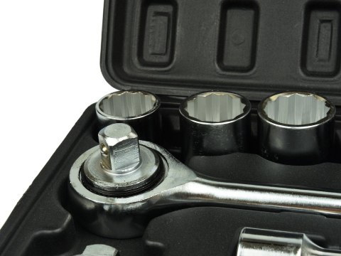 Zestaw kluczy nasad.21el.3/4" 12-kąt.19-50mm/czarna walizka/(2) Geko