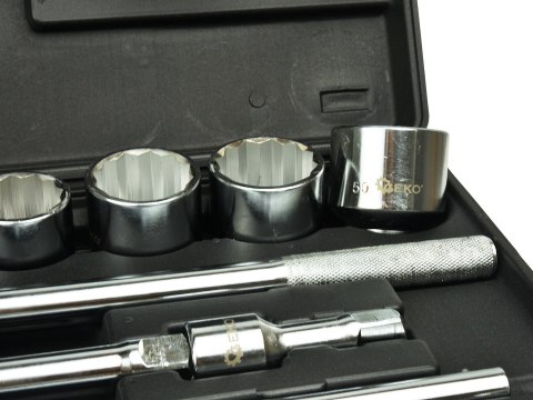 Zestaw kluczy nasad.21el.3/4" 12-kąt.19-50mm/czarna walizka/(2) Geko