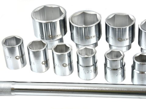 Zestaw kluczy nasad.21el.3/4" 6-kąt.19-50mm,metal box(2) Geko