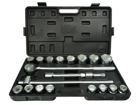 Zestaw kluczy nasad.21el.3/4" 6-kąt.19-50mm/czarna walizka/(2) Geko