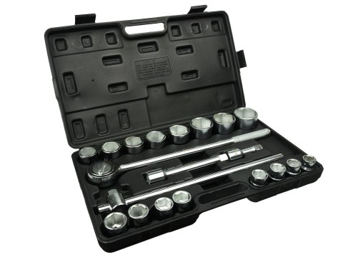 Zestaw kluczy nasad.21el.3/4" 6-kąt.19-50mm/czarna walizka/(2) Geko
