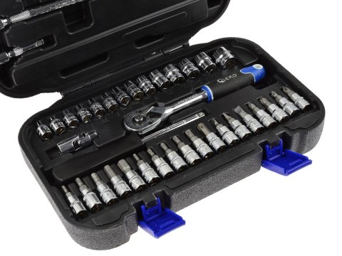 Zestaw kluczy nasadowych 1/4" 38el. Geko