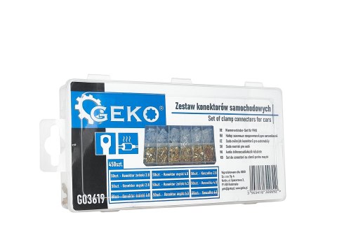 Zestaw konektorów samochodowych z koszulkami 450szt. Geko