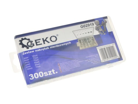 Zestaw nakrętek metyrycznych nierdzewnych 300szt.(20/24) Geko
