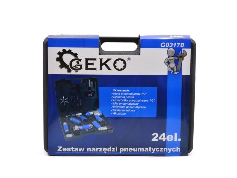 Zestaw narzędzi pneumatycznych 24el. (2) Geko