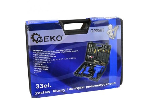 Zestaw narzędzi pneumatycznych i kluczy 33el. (2) Geko