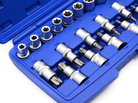 Zestaw nasadek i bitów torx 1/2" 19 szt. Geko