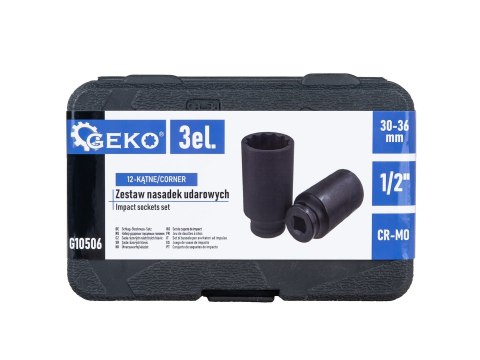 Zestaw nasadek udarowych 3el. 1/2" 30-36mm 12-kąt CR-MO Geko