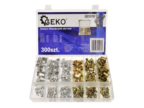 Zestaw nitonakrętek alu stal 300szt. Geko