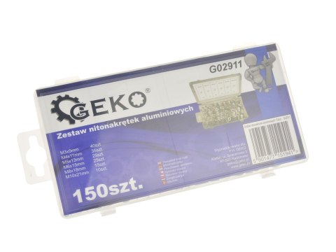 Zestaw nitonakrętek aluminiowych 150szt. Geko