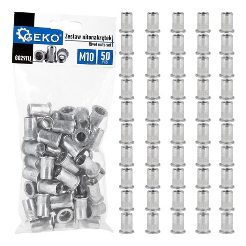 Zestaw nitonakrętek aluminiowych M10 1.0-3.5 50szt (40) Geko