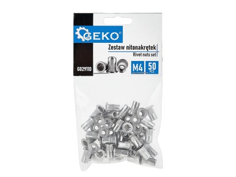 Zestaw nitonakrętek aluminiowych M4 0.5-2.0 50szt (200) Geko
