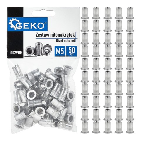 Zestaw nitonakrętek aluminiowych M5 0.5-2.5 50szt (160) Geko