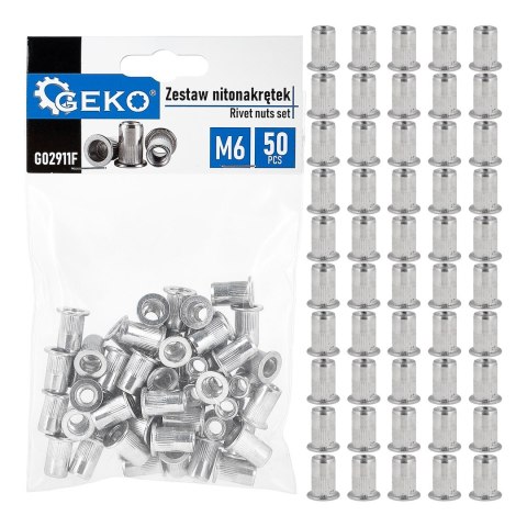 Zestaw nitonakrętek aluminiowych M6 1.0-3.0 50szt (100) Geko