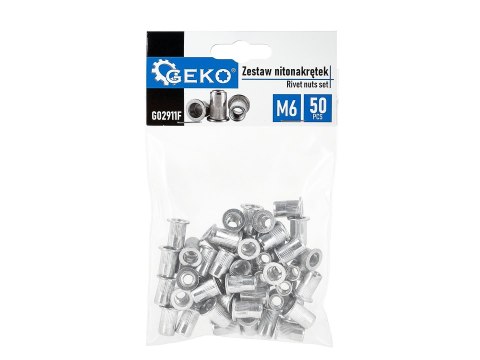 Zestaw nitonakrętek aluminiowych M6 1.0-3.0 50szt (100) Geko