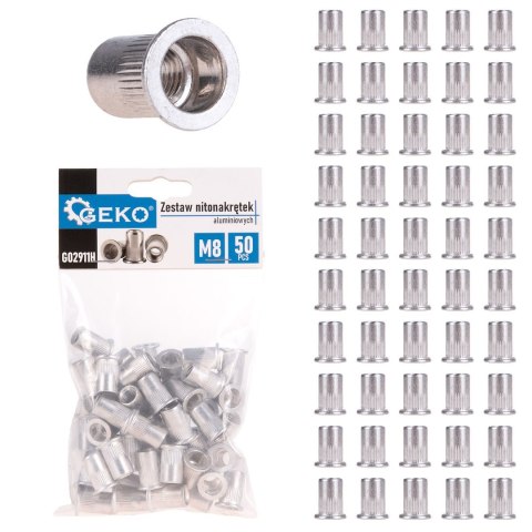 Zestaw nitonakrętek aluminiowych M8 1.0-3.5 50szt (60) Geko