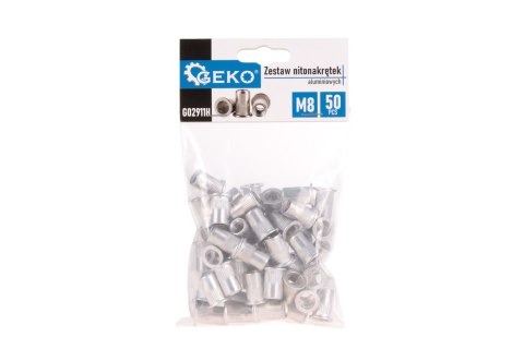Zestaw nitonakrętek aluminiowych M8 1.0-3.5 50szt (60) Geko