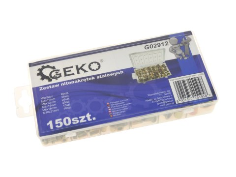 Zestaw nitonakrętek stalowych 150szt. Geko