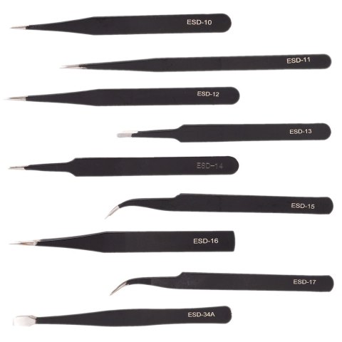 Zestaw pęset precyzyjnych metalowych 9szt (100) Geko