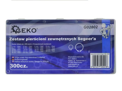 Zestaw pierścieni zewnętrznych Segera 300szt Geko