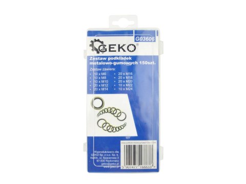 Zestaw podkładek metalowo-gumowych 150szt. Geko
