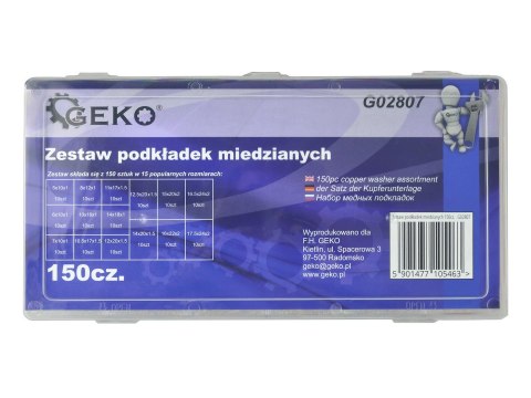 Zestaw podkładek miedzianych 150szt. Geko
