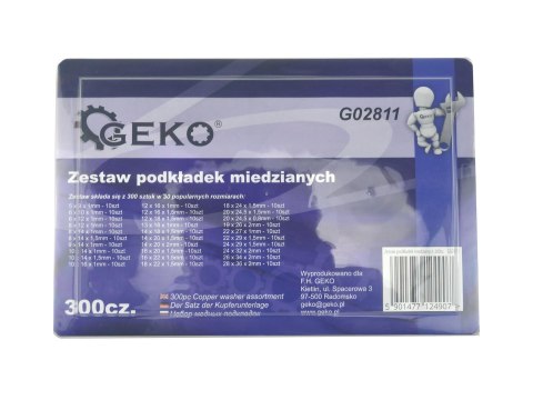 Zestaw podkładek miedzianych 300szt(10/20) Geko