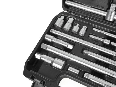 Zestaw przedłużek i pokręteł 25el. 1/4" 3/8" 1/2" Geko