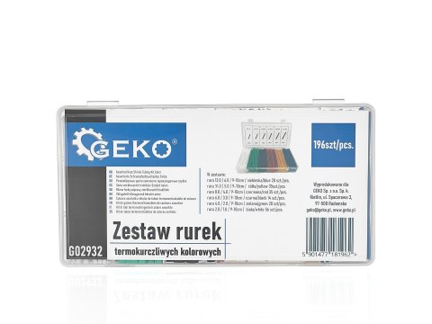 Zestaw rurek termokurczliwych kolorowych 196szt. (100) Geko