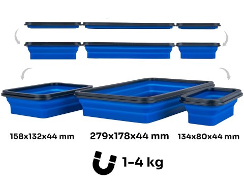 Zestaw składanych tacek magnetycznych 3 szt Geko