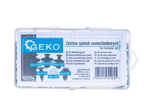 Zestaw spinek i kołków samochodowych 100szt.(100) Geko