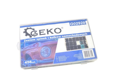 Zestaw spinek i kołków samochodowych 456szt. Geko