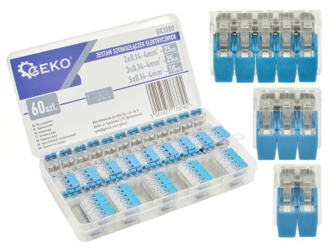Zestaw szybkozłączek elektrycznych 60el. 0,2-4mm2 (100) Geko