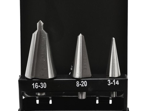 Zestaw wierteł bezstopniowych 3szt. 3-30mm (metal skrzynka) Geko