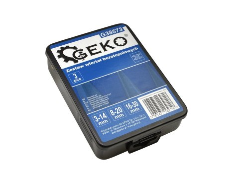 Zestaw wierteł bezstopniowych 3szt. 3-30mm (metal skrzynka) Geko