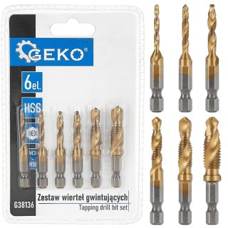 Zestaw wierteł gwintujących HSS M3-M10 6el. HEX (20/100) Geko