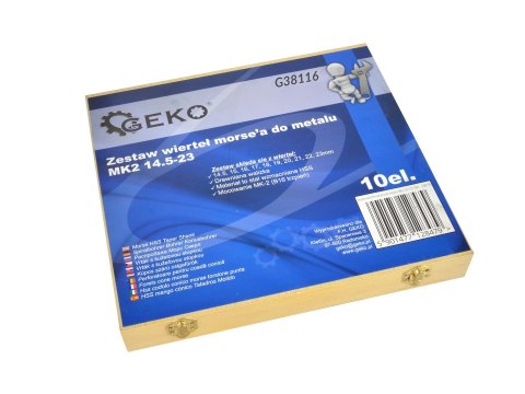 Zestaw10szt.wierteł morse'a do metalu MK2 14,5-23mm(5) Geko