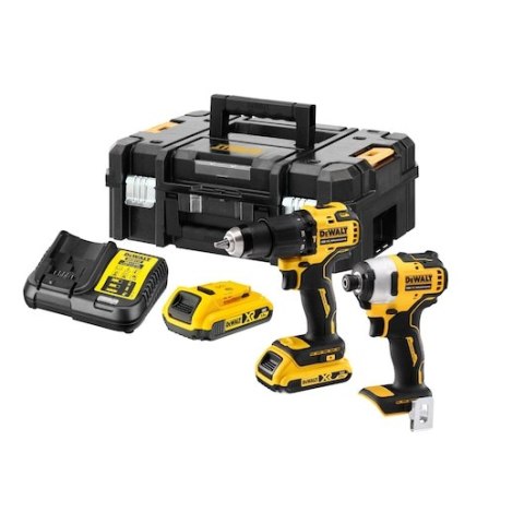 18V XR ZESTAW DWÓCH NARZĘDZI BEZSZCZOTKOWYCH - 2 X 2 AH DEWALT DCK2062D2T-QW