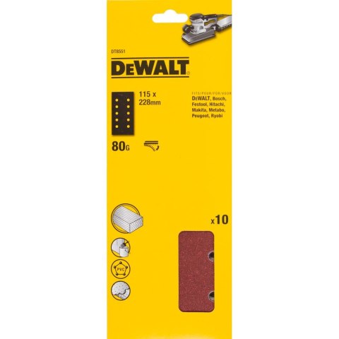 ARKUSZE ŚCIERNE 115X228MM, GR.80 DEWALT DT8551-QZ