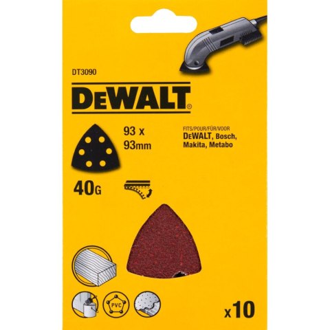 Arkusze ścierne typu Delta - 93 x 93 mm perforowane 40G DEWALT DT3090-QZ