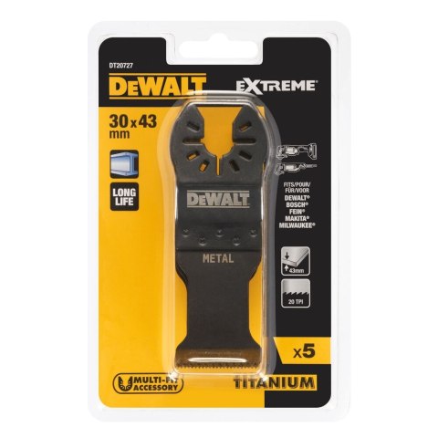 BRZESZCZOTY TYTANOWE DO METALU 30X43 5SZT DO MULTINARZĘDZIA DEWALT DT20727-QZ