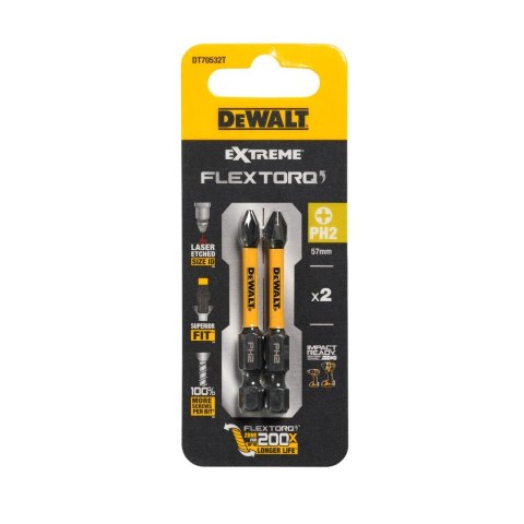 KOŃCÓWKI WKRĘTARSKIE EXTREME IMPACT® TORSION PH2/50 MM (OPAK. 2 SZT.) DEWALT DT70532T-QZ