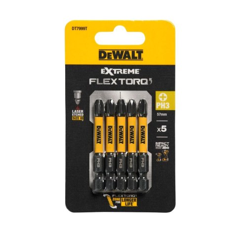 KOŃCÓWKI WKRĘTARSKIE EXTREME IMPACT® TORSION PH3/50 MM (OPAK. 5 SZT.) DEWALT DT7999T-QZ