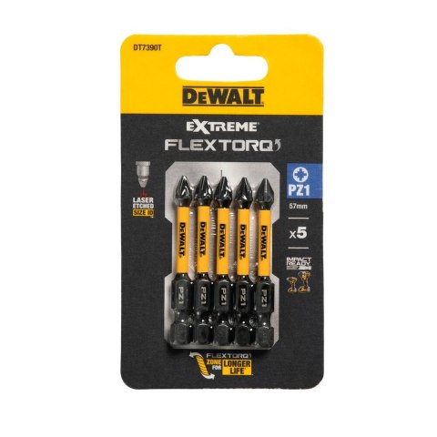 KOŃCÓWKI WKRĘTARSKIE EXTREME IMPACT® TORSION PZ1/50 MM (OPAK. 5 SZT.) DEWALT DT7390T-QZ