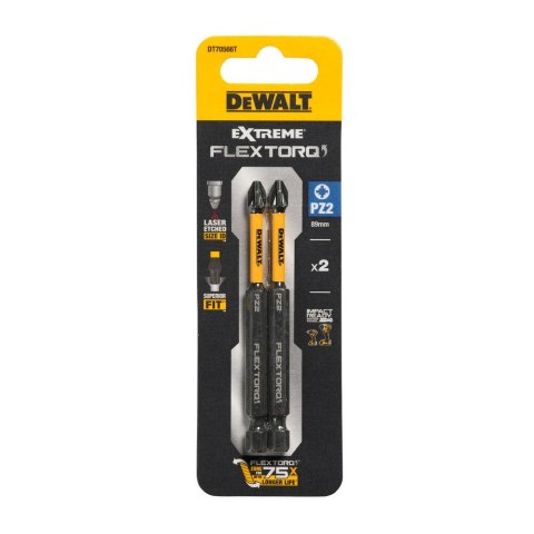 KOŃCÓWKI WKRĘTARSKIE EXTREME IMPACT® TORSION PZ2/89MM (OPAK. 2 SZT.) DEWALT DT70566T-QZ